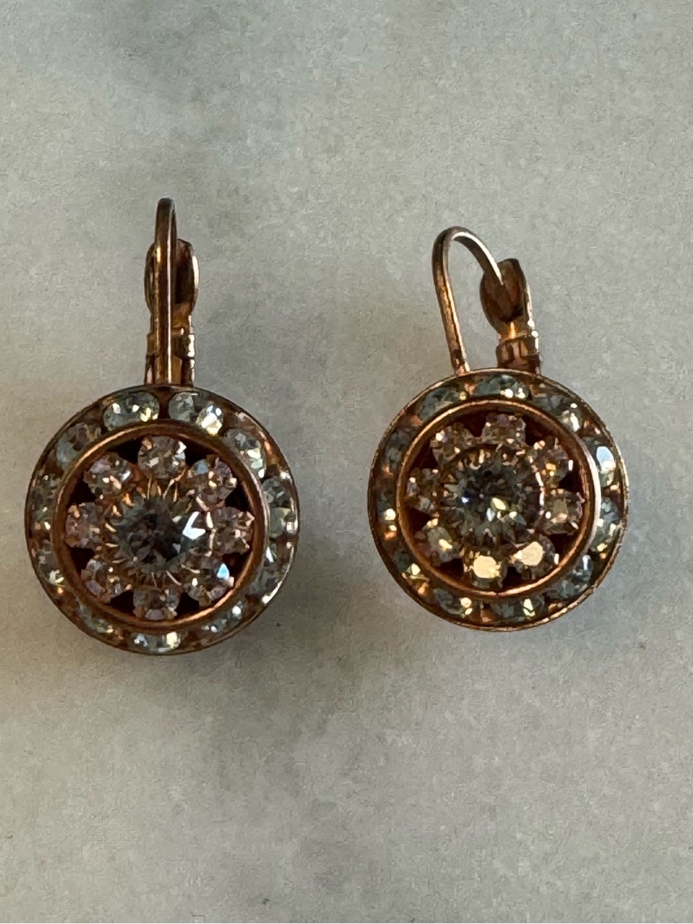 Liz Palacios Rose Gold Tone Crystal Statement Leverback Earrings